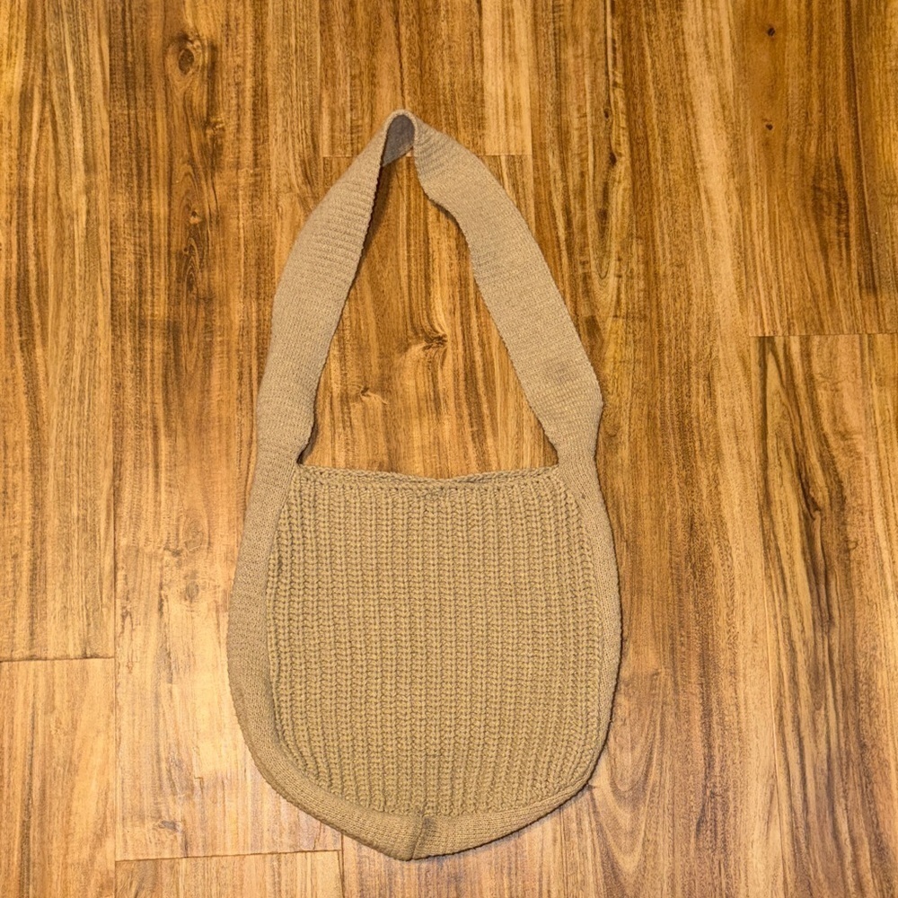 Boutique Women’s purse Shoulder Bag tote knit tan khaki boho sweater fall winter